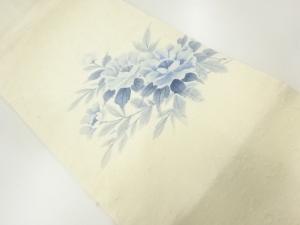 作家物　ひげ紬手描き草花模様名古屋帯